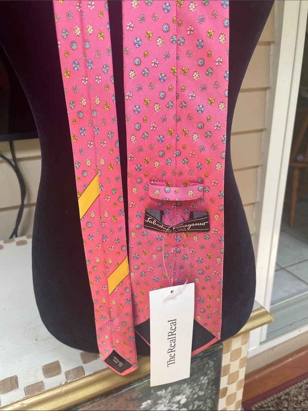Salvatore Ferragamo Pink Floral Print Tie
